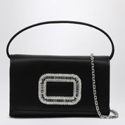 Roger Vivier Black Satin Micro Pilgrim Bag — Micro Handbag