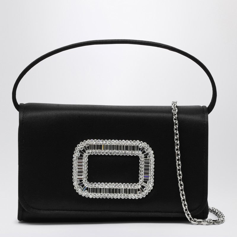 Roger Vivier Black Satin Micro Pilgrim Bag — Micro Handbag