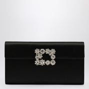 Pochette Roger Vivier en satin noir avec boucle