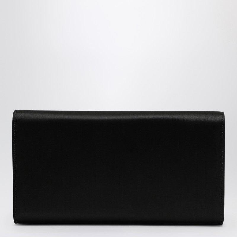 Pochette Roger Vivier en satin noir avec boucle