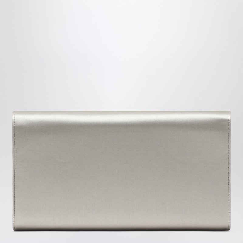 Pearl Grey Satin Clutch Bag with Buckle — Roger Vivier
