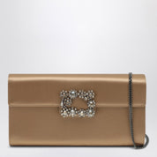 Roger Vivier Efflorescence clutch bag in beige satin