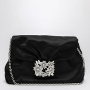 Roger Vivier Small Drapé Bag — Black Satin Handbag