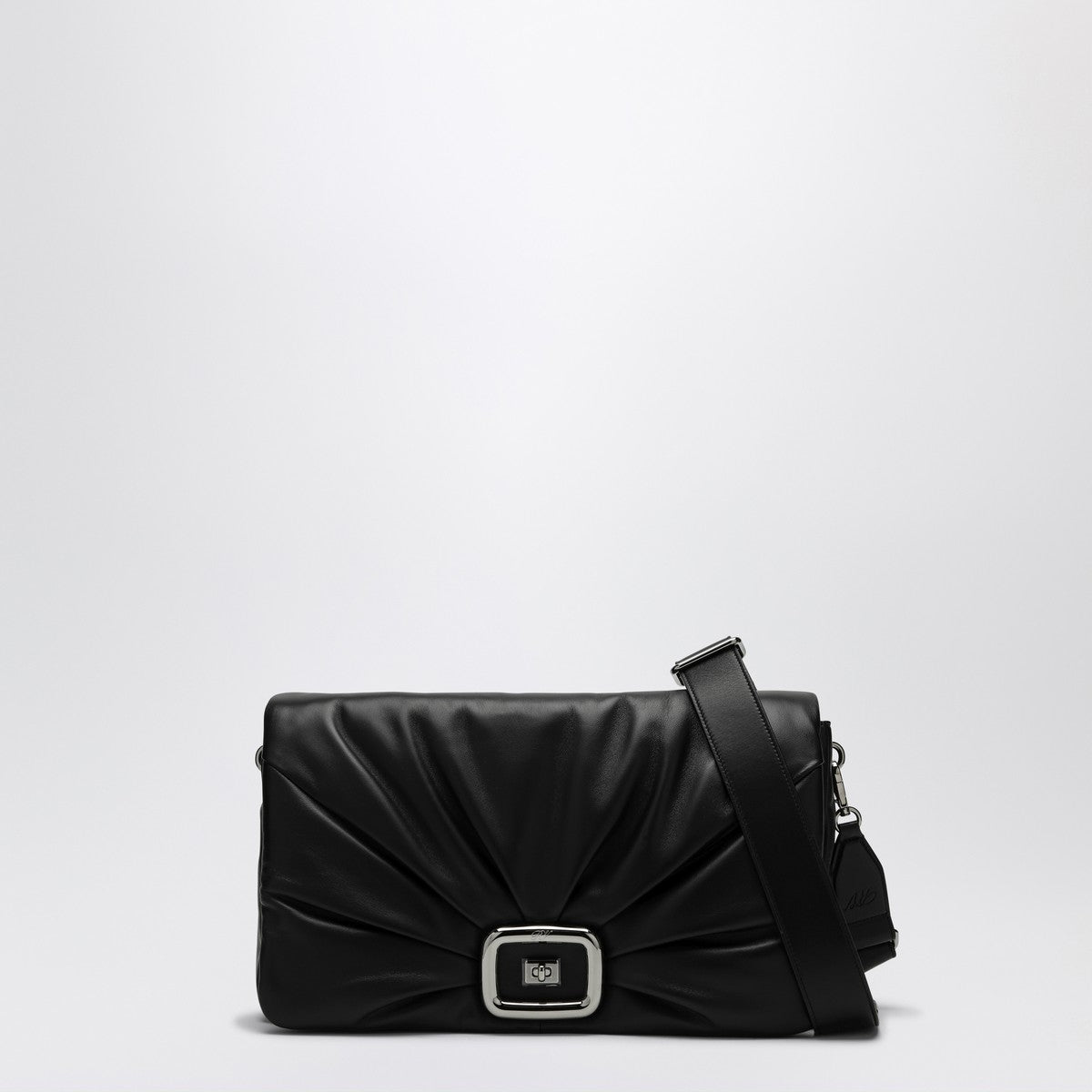 ROGER VIVIER Viv' Choc Large — Black Leather Shoulder Bag