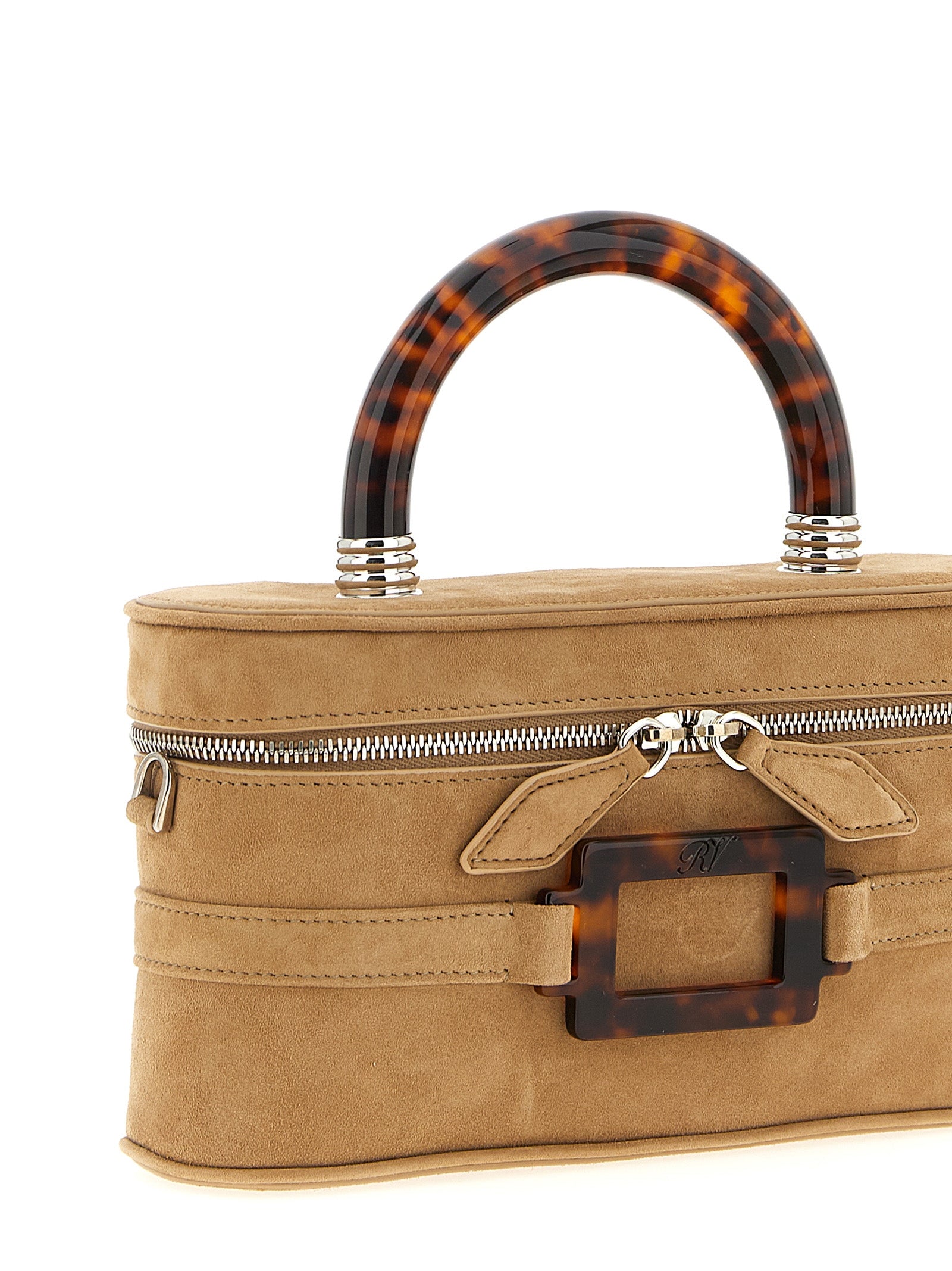 Roger Vivier Belle Vivier Vanity Mini Handbag — Beige Suede