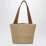 Roger Vivier Viv' Skate Shoulder Bag in Beige Raffia
