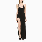 David Koma Black Long Dress with Slit — Sleek Evening Elegance
