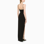 David Koma Black Long Dress with Slit — Sleek Evening Elegance