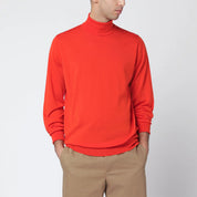 JOHN SMEDLEY Orange Wool Turtleneck Sweater — Knitwear