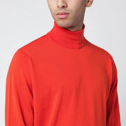 JOHN SMEDLEY Orange Wool Turtleneck Sweater — Knitwear