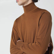 JOHN SMEDLEY Brown Wool Turtleneck Sweater for Men