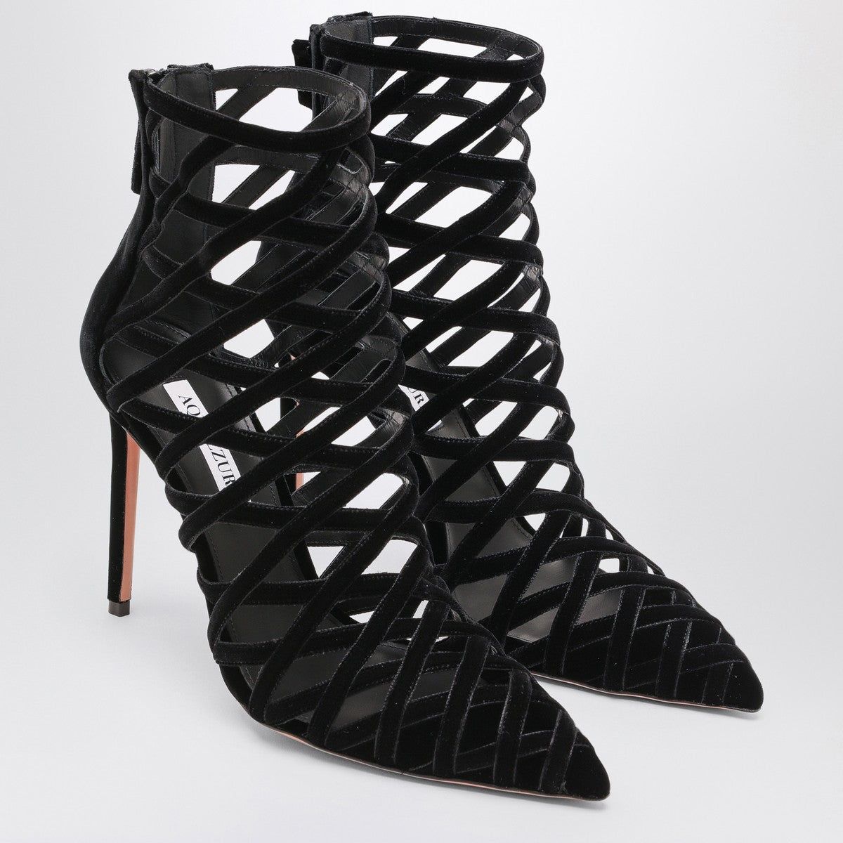 Aquazzura Black perforated décolleté with zip