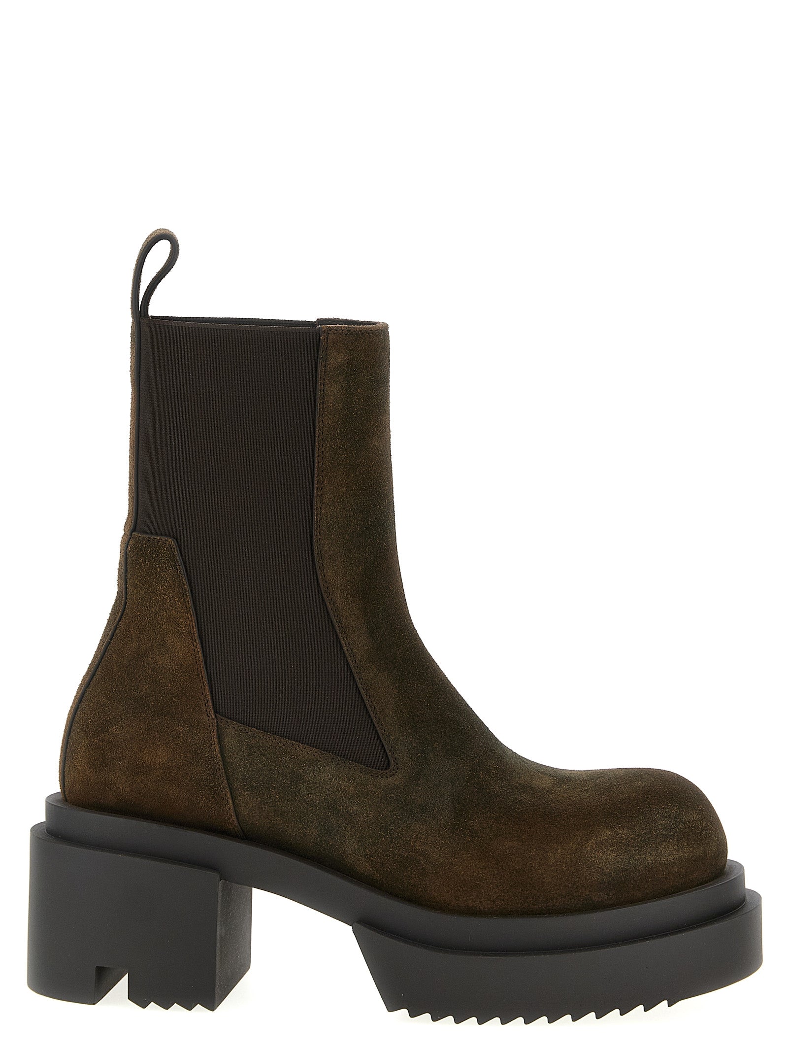 Rick Owens Beatle Bogun Boots — Suede Ankle Platform