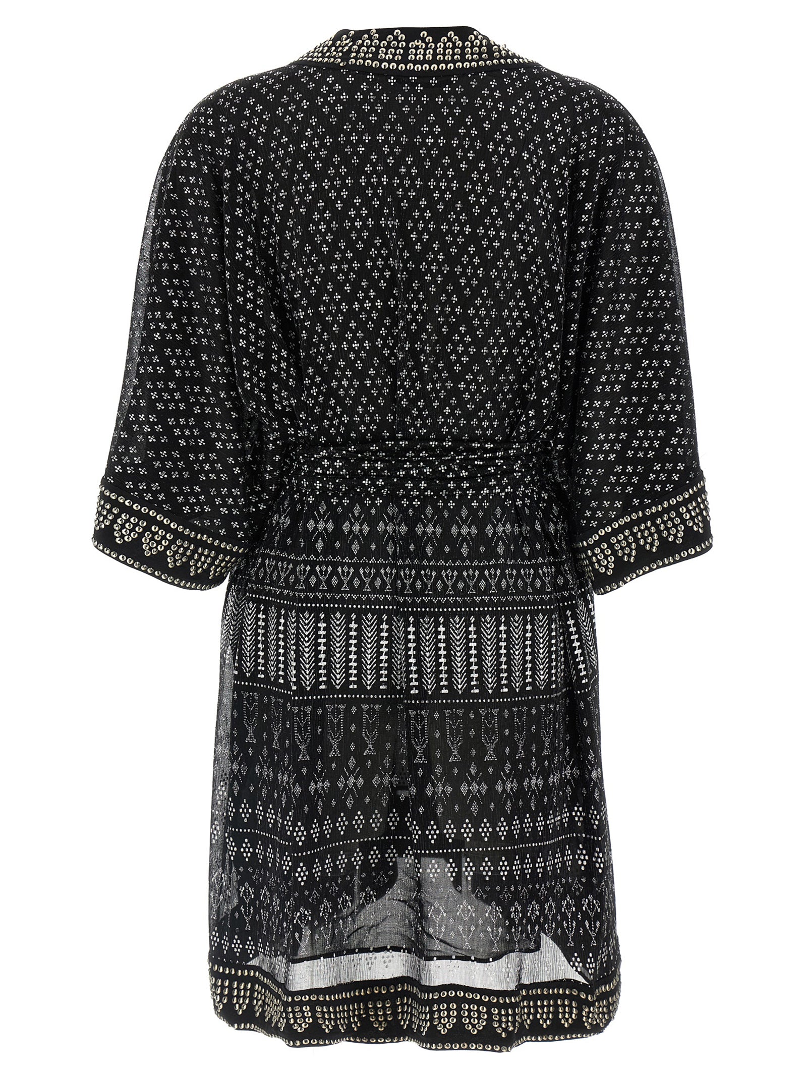 Isabel Marant Nawel Dress — Semi‑Transparent Silver Print