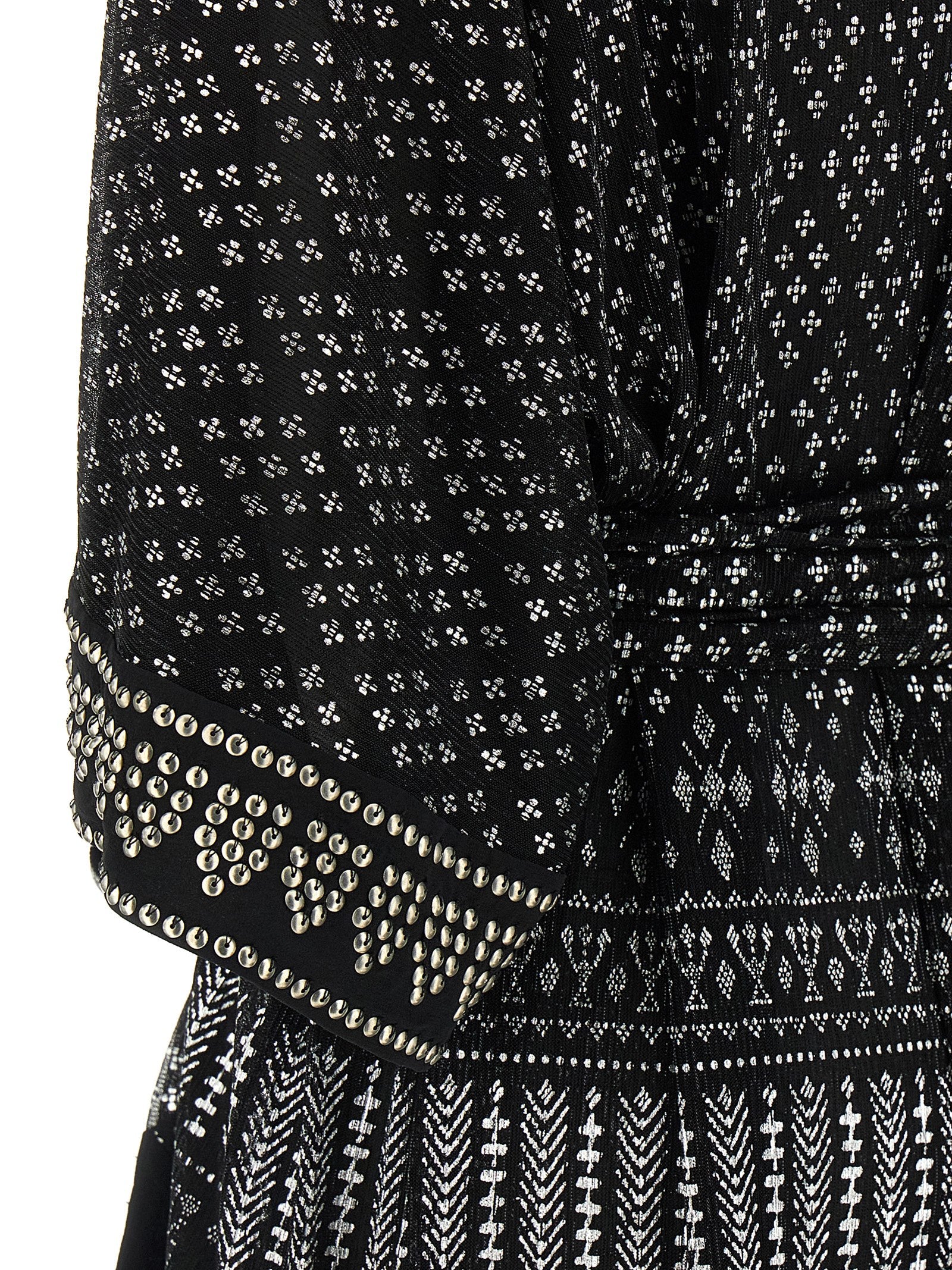 Isabel Marant Nawel Dress — Semi‑Transparent Silver Print