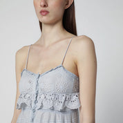 ISABEL MARANT Étoile Light blue Paule long cotton dress with lace