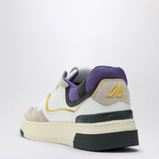 Autry Low CLC sneaker in white, purple and dark green leather