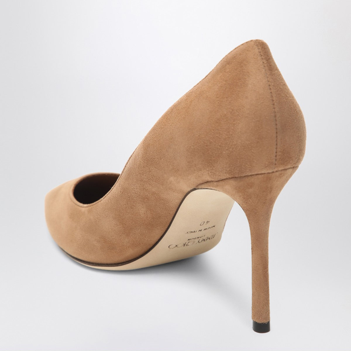 Jimmy Choo Romy 85 Slingback — Toffee Suede Pumps