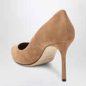 Jimmy Choo Romy 85 Slingback — Toffee Suede Pumps