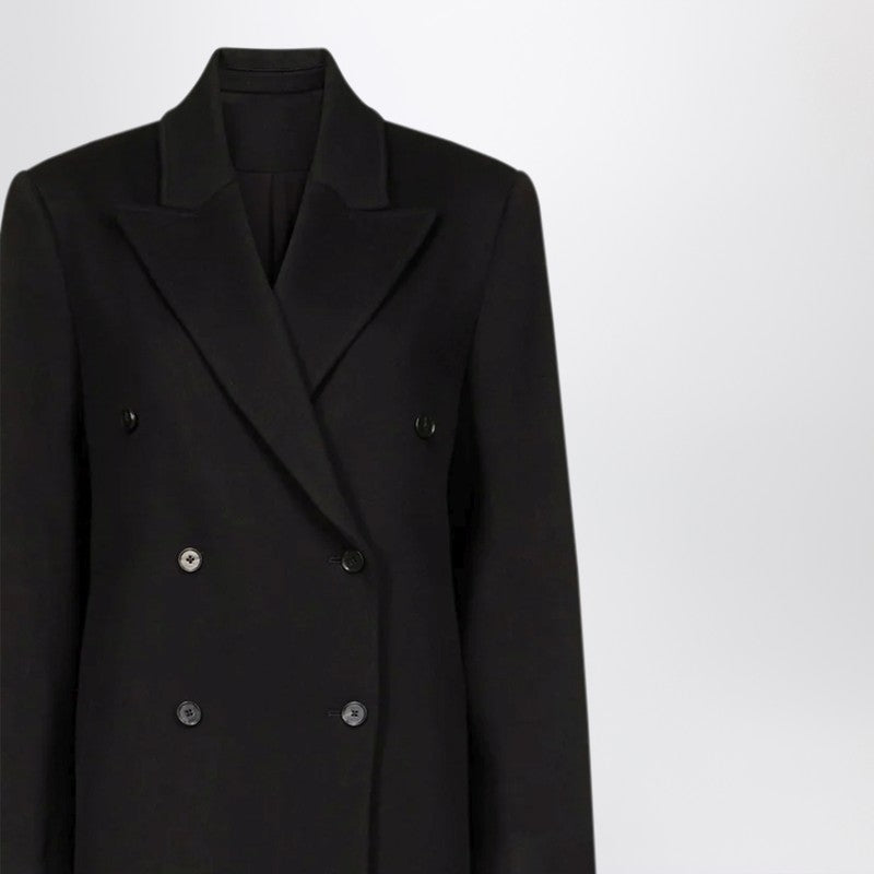 Manteau croisé LouLou De Saison Black Rosco en laine et cachemire