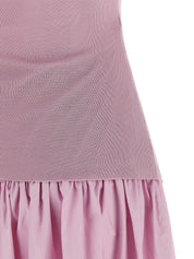 Self Portrait Pink Cotton Draped Knit Midi Dress