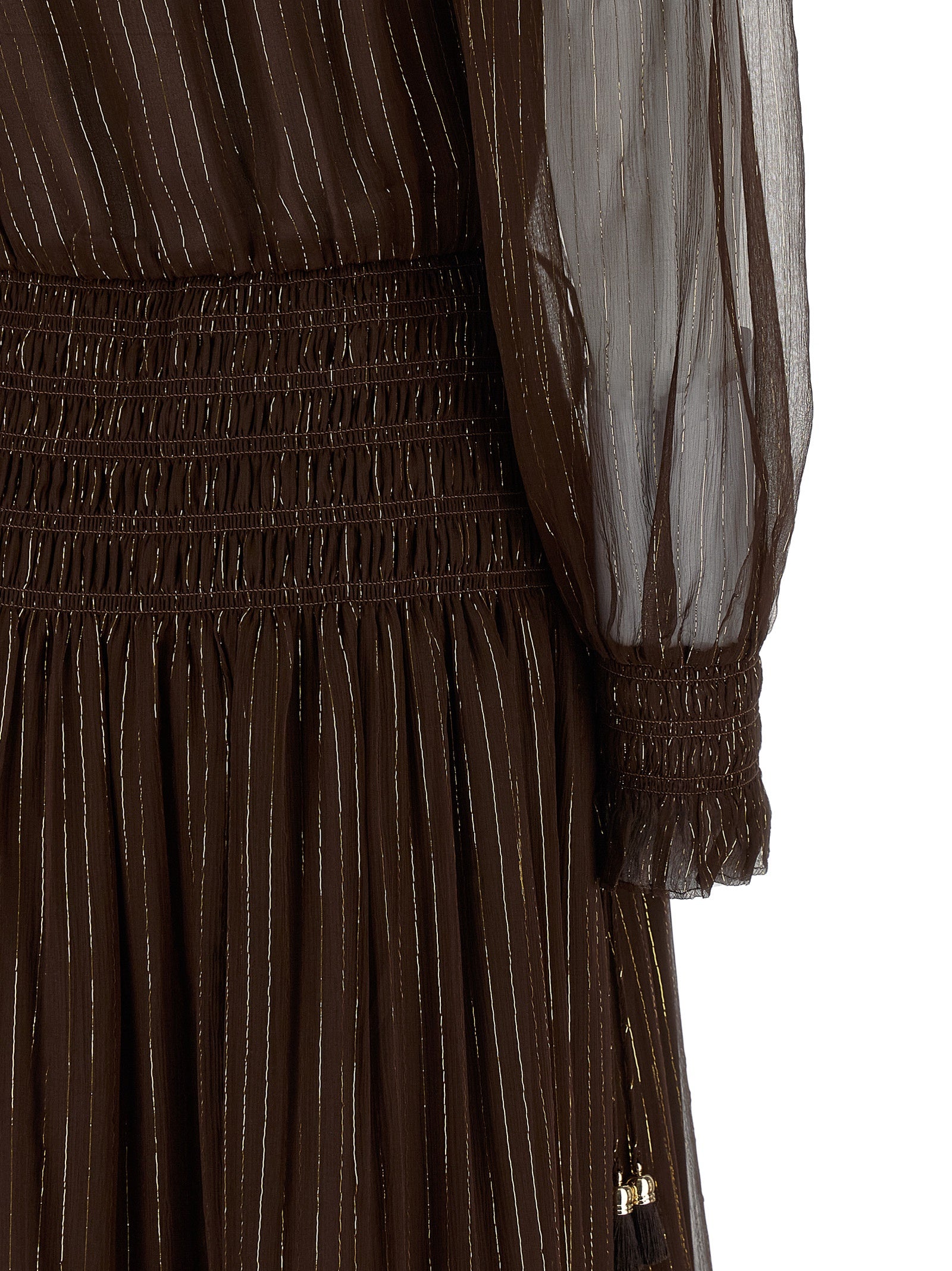 Self-Portrait Brown Georgette Off Shoulder Maxi Dress