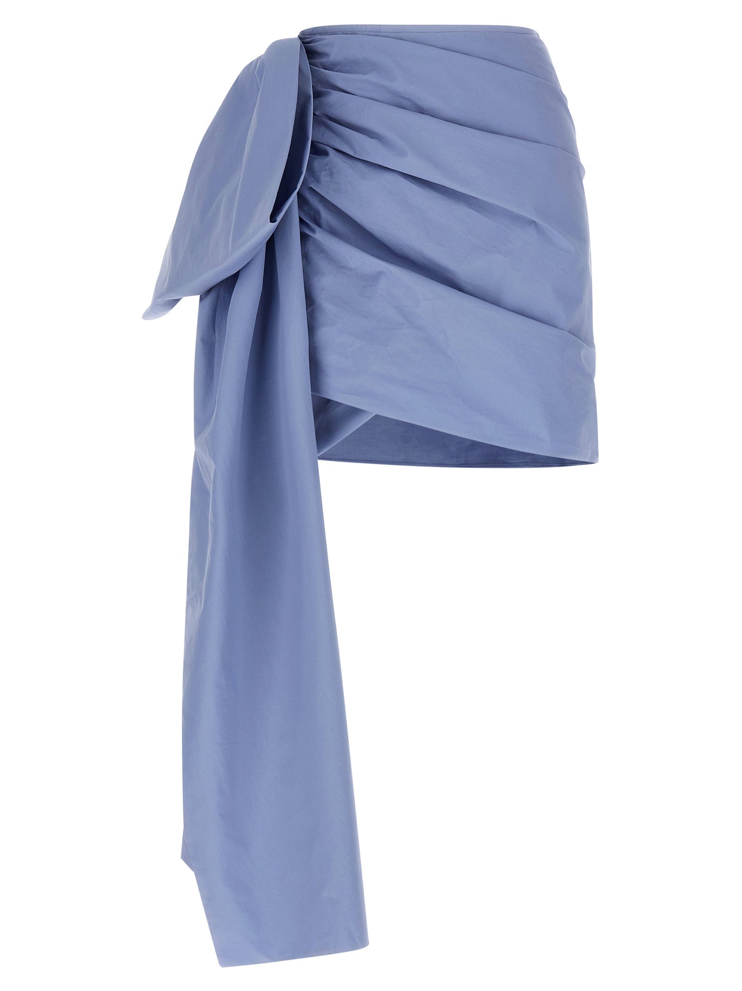 Self Portrait Blue Cotton Tie Side Mini Skirt