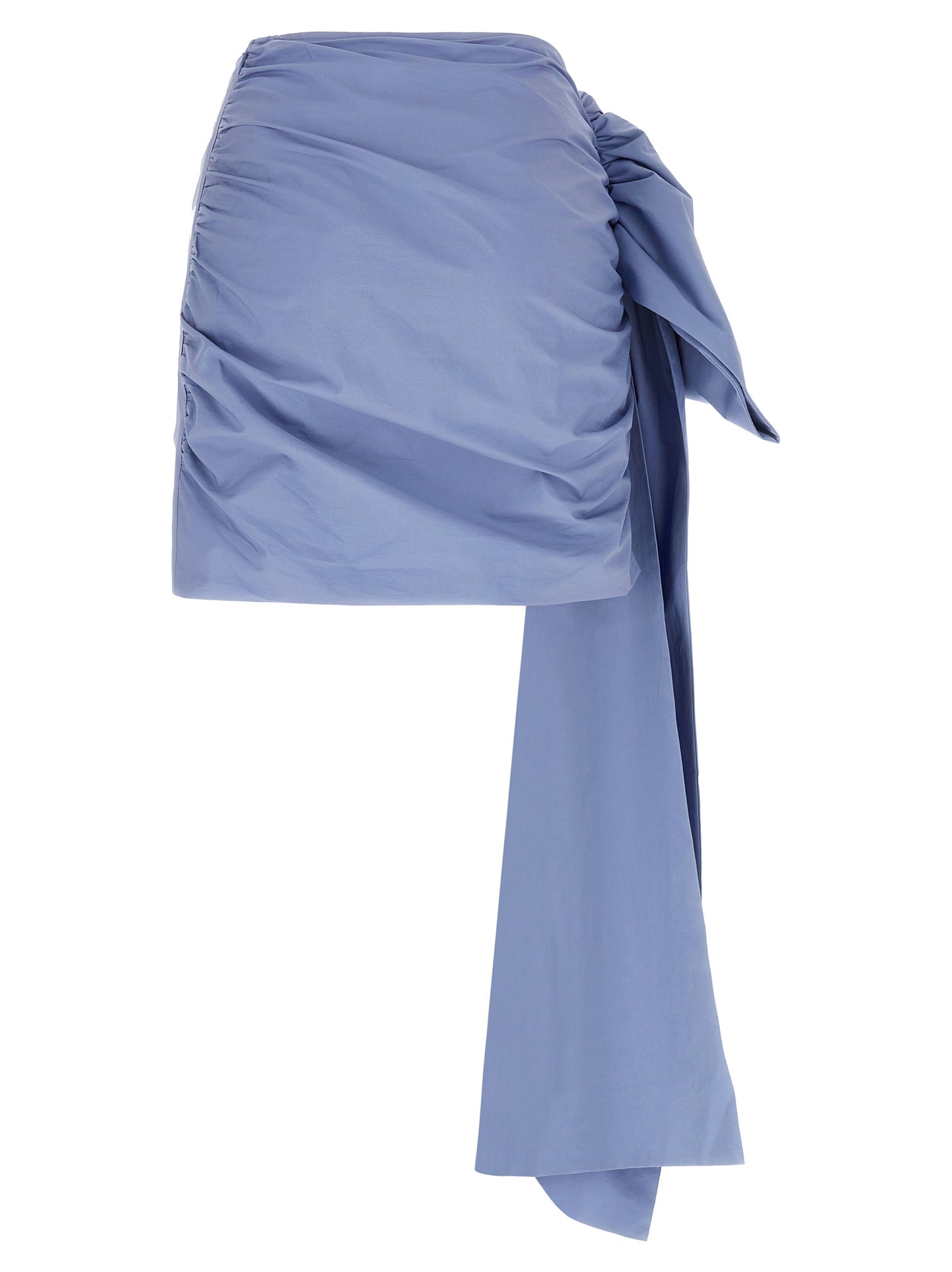 Self Portrait Blue Cotton Tie Side Mini Skirt