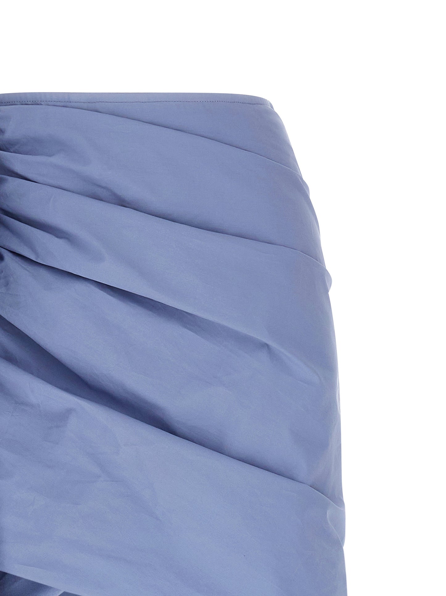 Self Portrait Blue Cotton Tie Side Mini Skirt