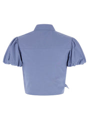 Self-Portrait Blue Cotton Tie Side Top