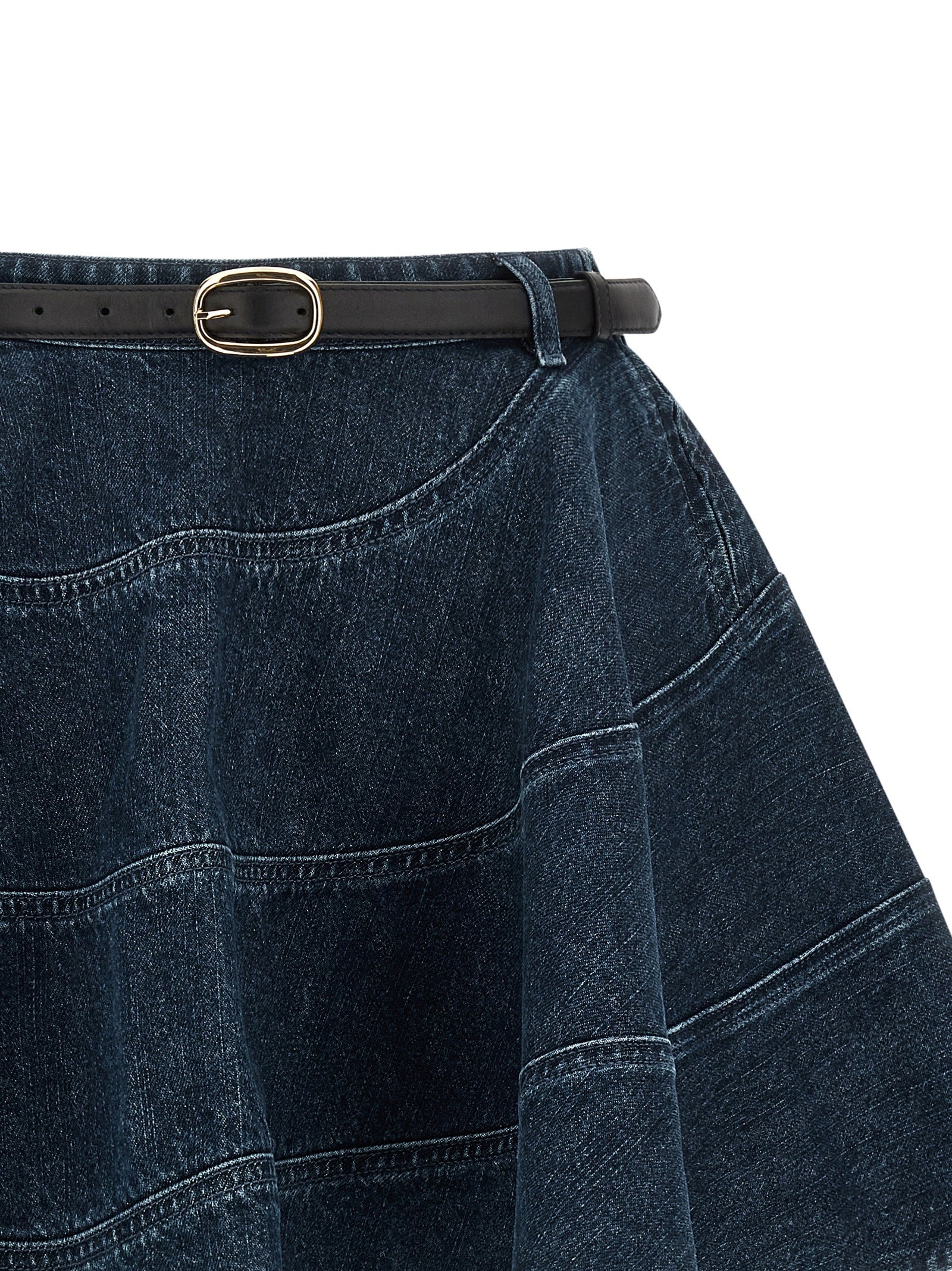 Self Portrait Flared Denim Mini Skirt