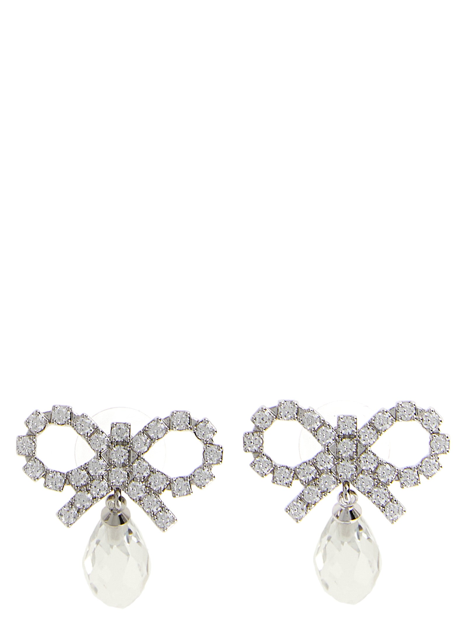 Self Portrait Bow Crystal Droplet Earrings