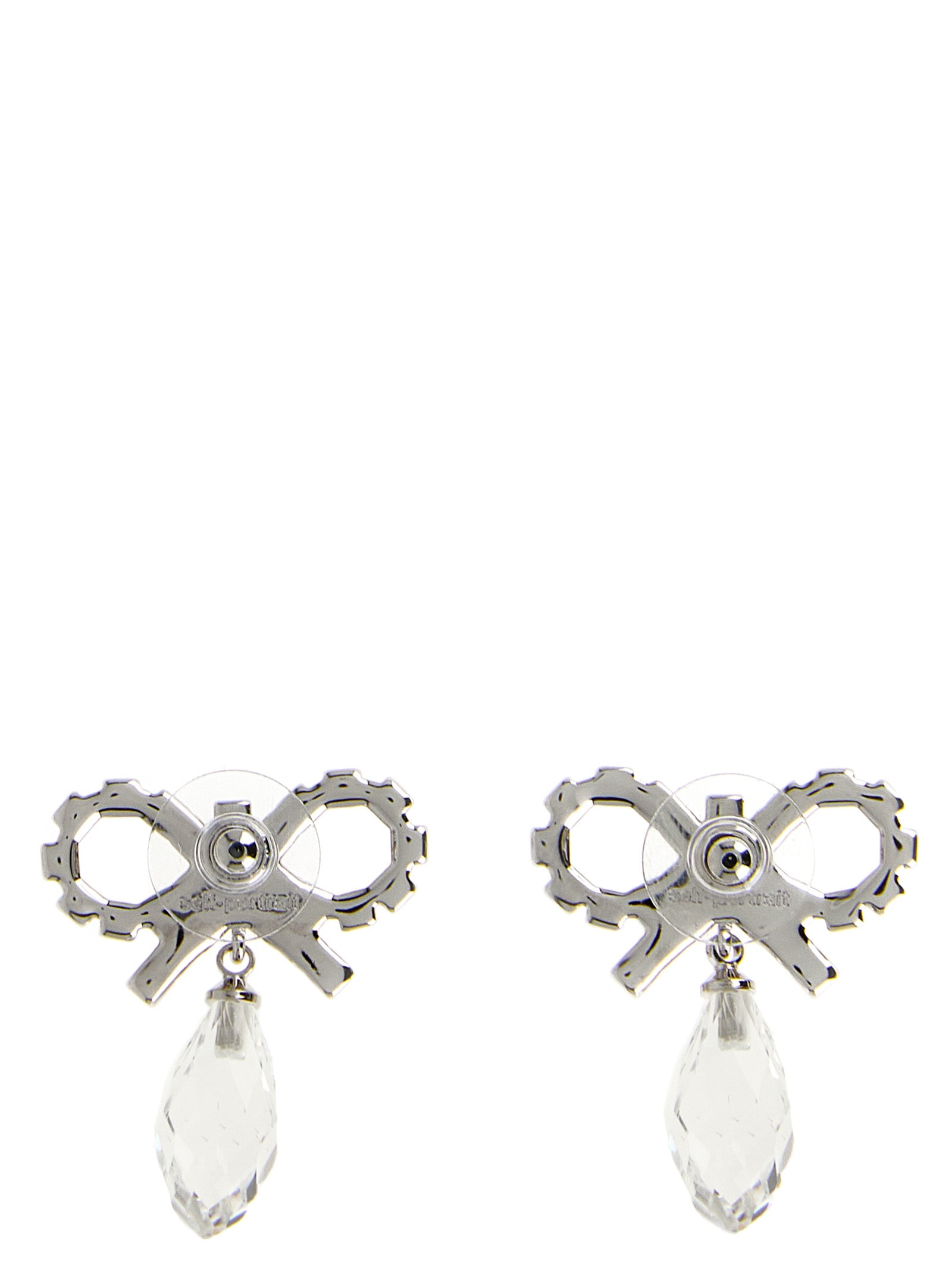 Self Portrait Bow Crystal Droplet Earrings