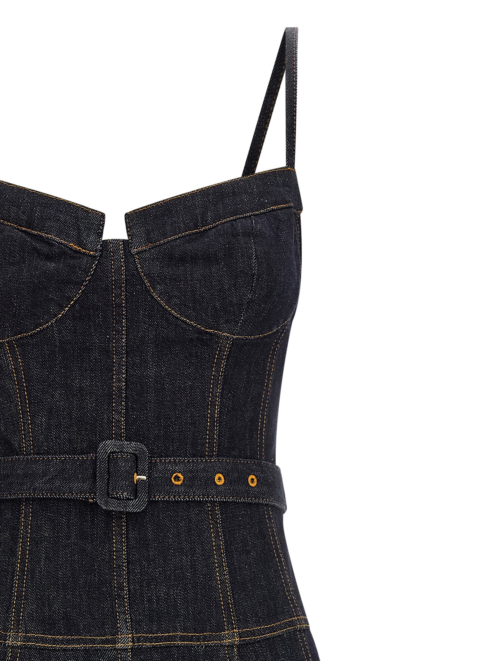 Self Portrait Indigo Denim Flared Midi Dress