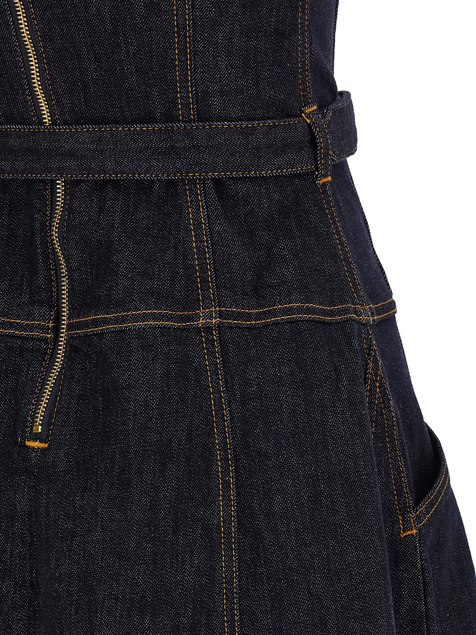 Self Portrait Indigo Denim Flared Midi Dress