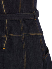 Self Portrait Indigo Denim Flared Midi Dress