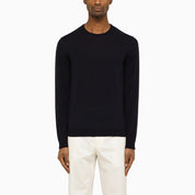 Navy Blue Cotton Crew-Neck Sweater — Roberto Collina
