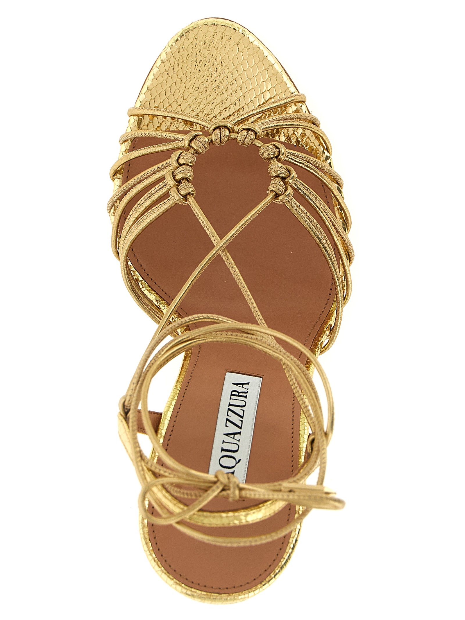 Aquazzura Ritmo Sandals — Gold Stiletto Heels