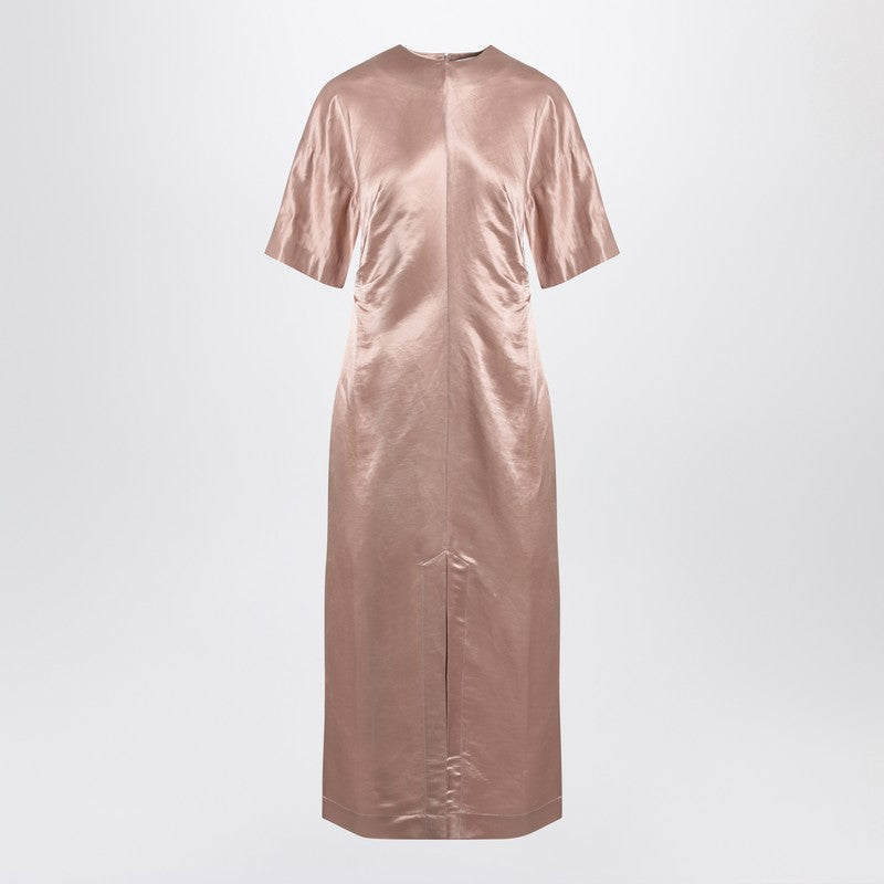 LouLou De Saison Long Antique Pink Dress in Linen & Silk