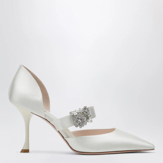 ROGER VIVIER Mary Jane Dorsay Efflorescence in Light Blue Satin