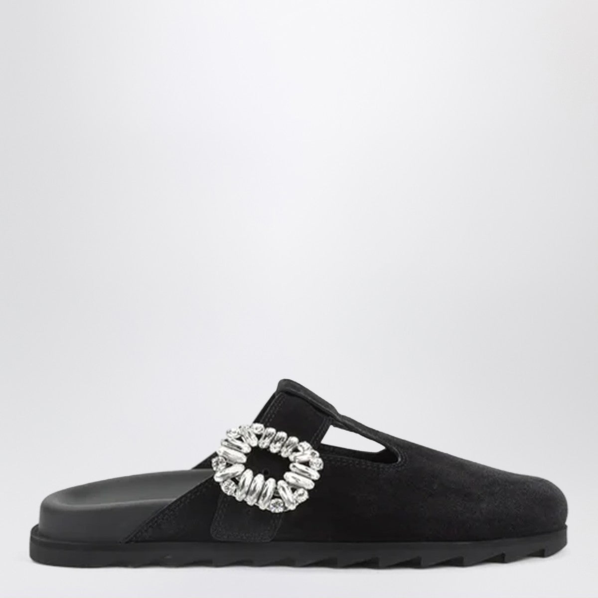 Roger Vivier Black Suede Mule Slidy Viv