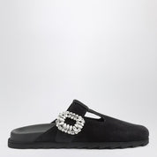 Roger Vivier Black Suede Mule Slidy Viv
