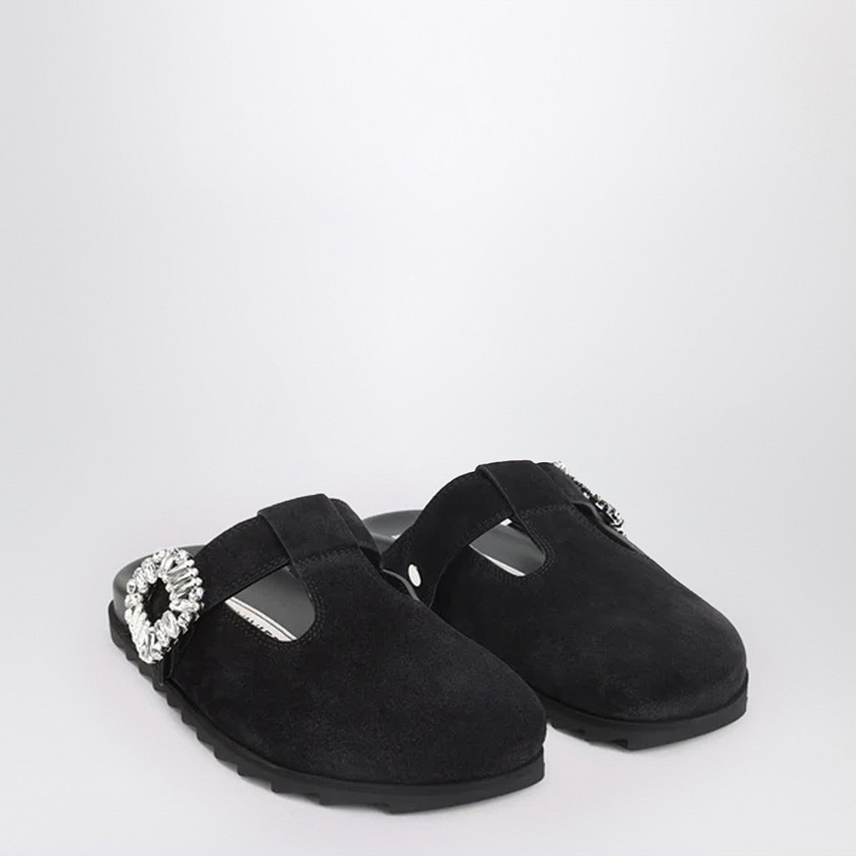 Roger Vivier Black Suede Mule Slidy Viv