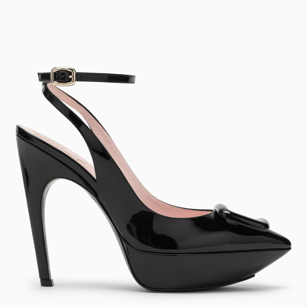 Sandale haute en cuir verni noir Roger Vivier