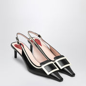 Roger Vivier Viv' Canard leather slingback décolleté — black