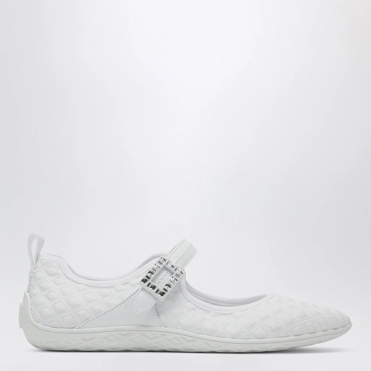 ROGER VIVIER Viv Low Ballerina Flats with Fabric Strap in White