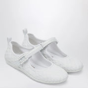 ROGER VIVIER Viv Low Ballerina Flats with Fabric Strap in White