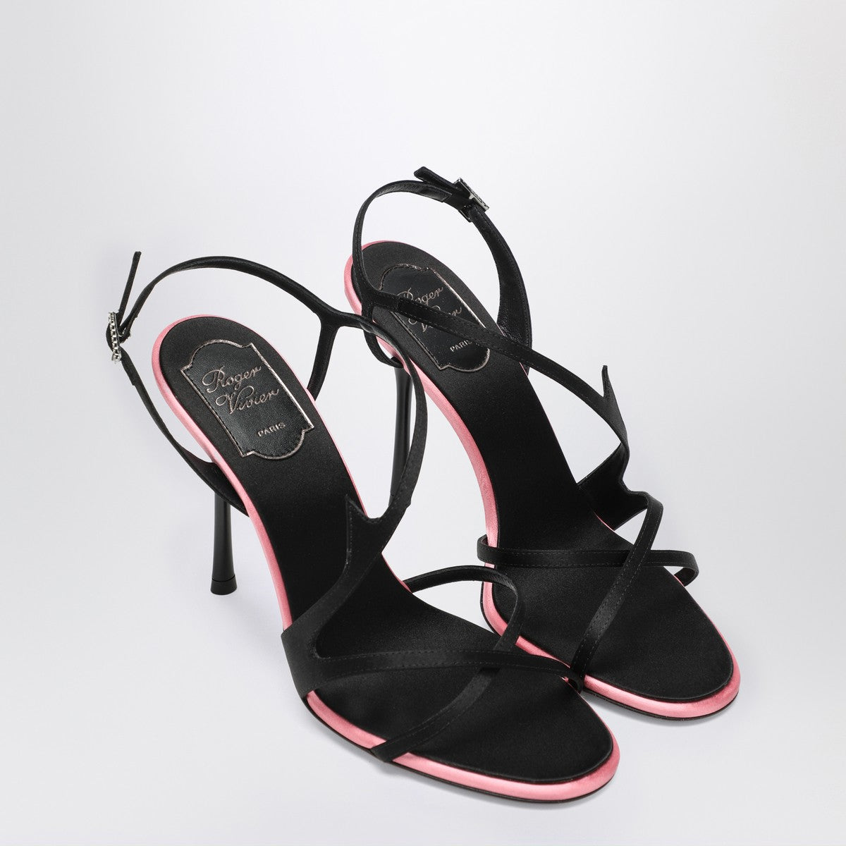 Roger Vivier Black satin heeled sandals