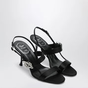 ROGER VIVIER Black satin Efflorescence sandals