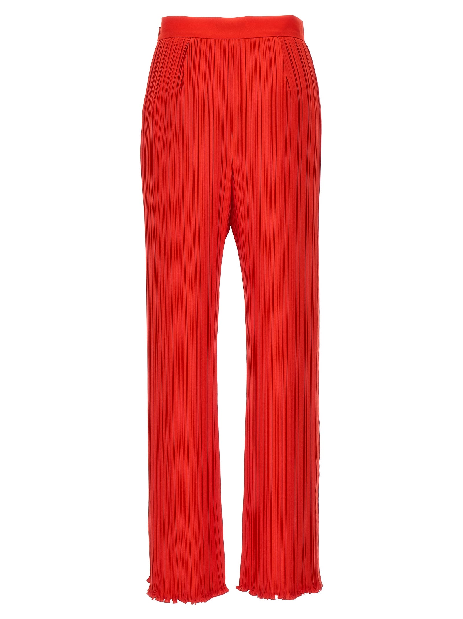 Lanvin Pleated Trousers — Red Wide‑Leg Pants